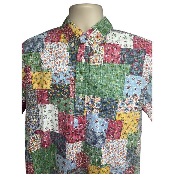 Reyn Spooner Floral Reverse Print Hawaiian Pullover Shirt Large Patchwork USA - Picture 5 of 8